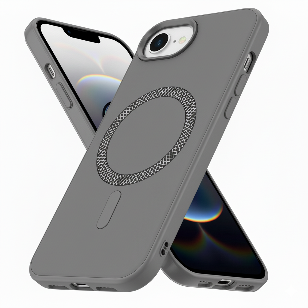 iPhone 16E MagSafe Protective Case – Premium Matte Black Finish with Metallic Ring Design