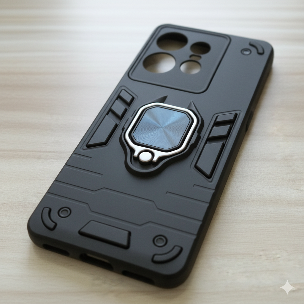 “Premium Shockproof Armor Case for Motorola Edge 50 Pro | Magnetic Ring Stand | Dual-Layer Protection | Matte Black Finish”