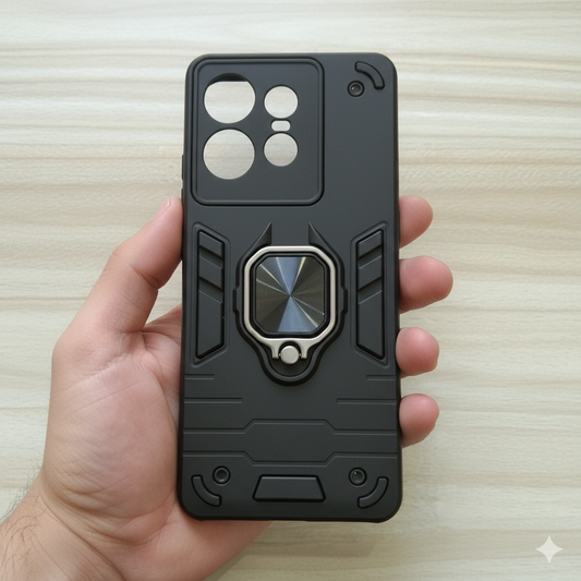 “Premium Shockproof Armor Case for Motorola Edge 50 Pro | Magnetic Ring Stand | Dual-Layer Protection | Matte Black Finish”