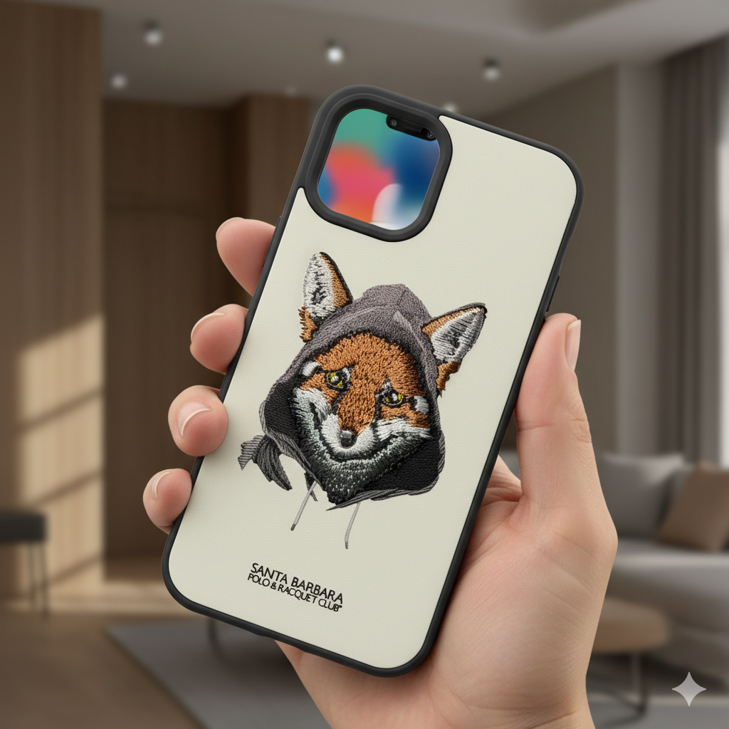 iPhone 12 Pro Luxury Silicone Case with 3D Fox Embroidery | Elegant & Durable