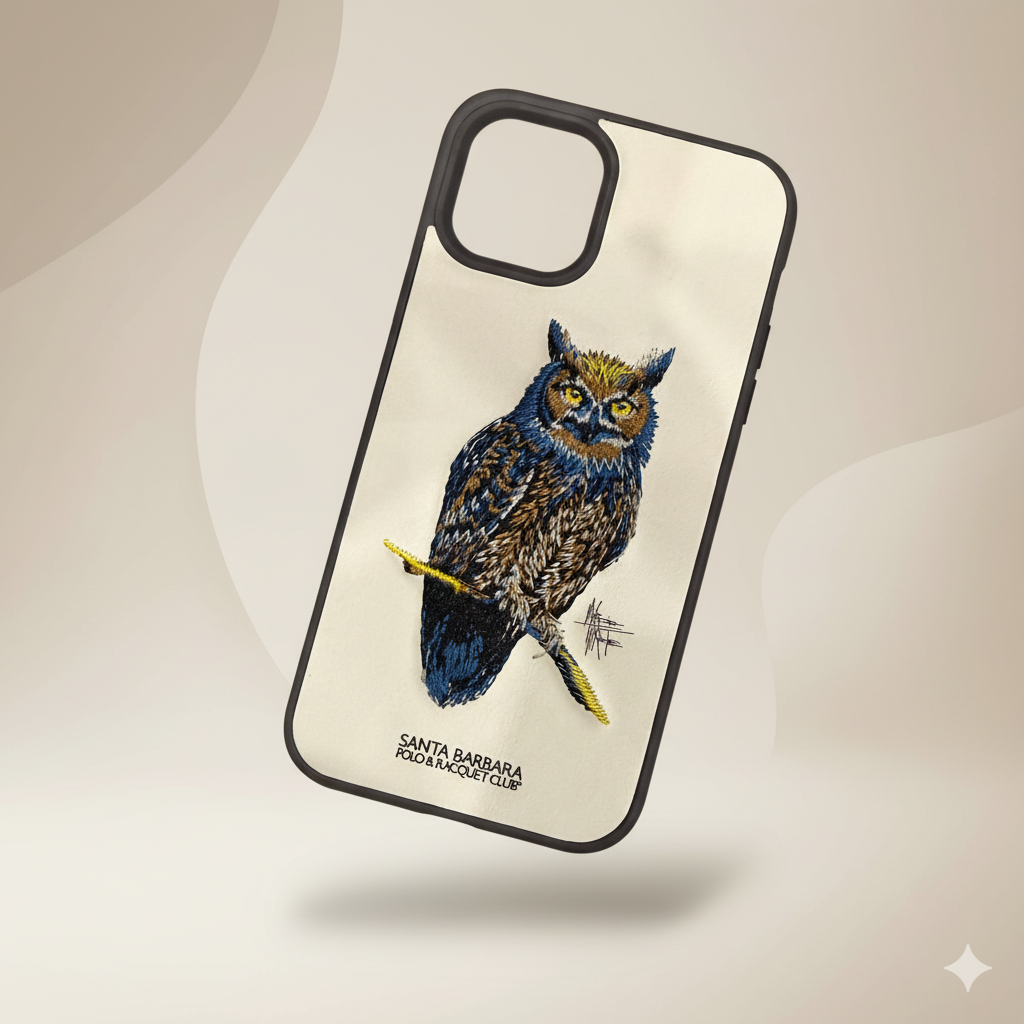 iPhone 11 Pro Luxury Leather Texture Case with Owl Embroidery
