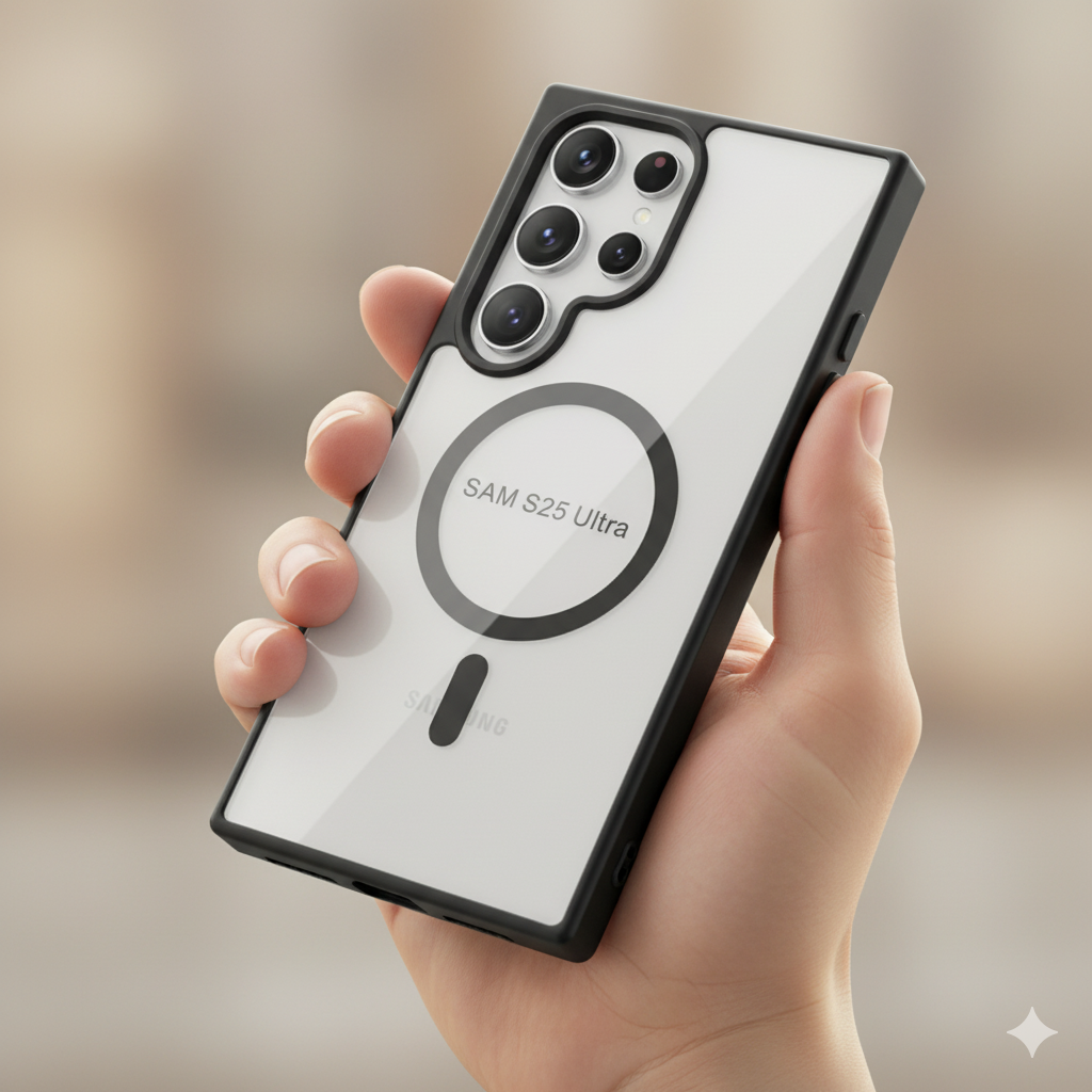 Samsung Galaxy S25 Ultra Clear MagSafe Back Cover – Transparent Shockproof Protective Case (Black | Blue | Brown)