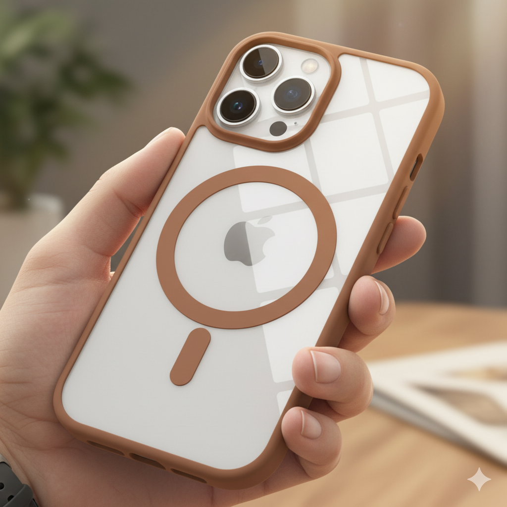 iPhone 14 Pro Clear MagSafe Back Cover – Transparent Shockproof Protective Case (Black | Grey | Brown)