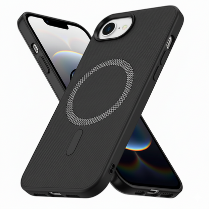 iPhone 16E MagSafe Protective Case – Premium Matte Black Finish with Metallic Ring Design