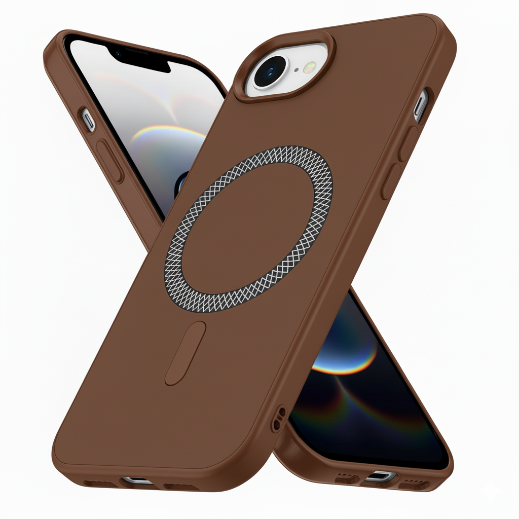 iPhone 16E MagSafe Protective Case – Premium Matte Black Finish with Metallic Ring Design