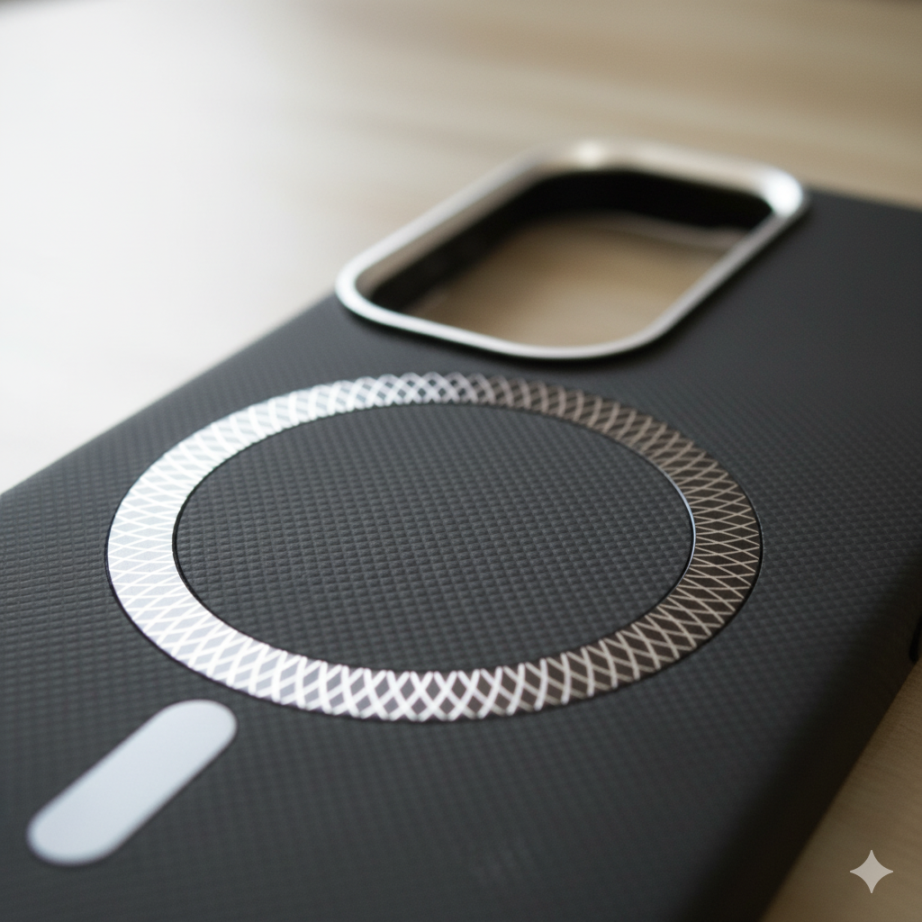 Samsung S25 Ultra Magnetic Armor Case – Sleek Black Design with Metallic MagSafe Ring & Premium Camera Protection