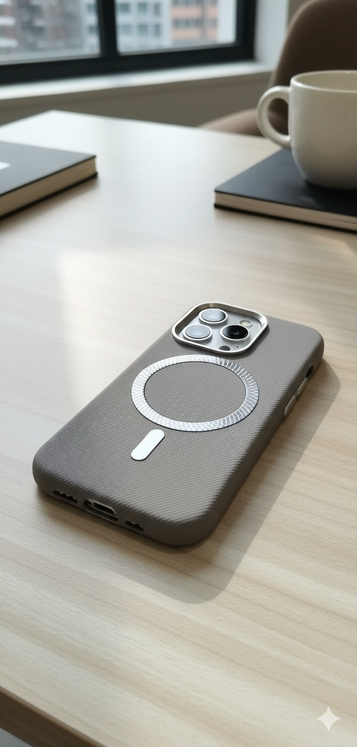 i Phone 14 Pro  Premium MagSafe Textured Case for – Metallic Ring Design | Shockproof & Sleek Protection