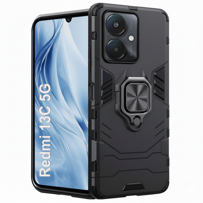 Redmi 13C Rugged Armor Shockproof Case for | Magnetic Ring Stand | Dual Layer Protection Cover