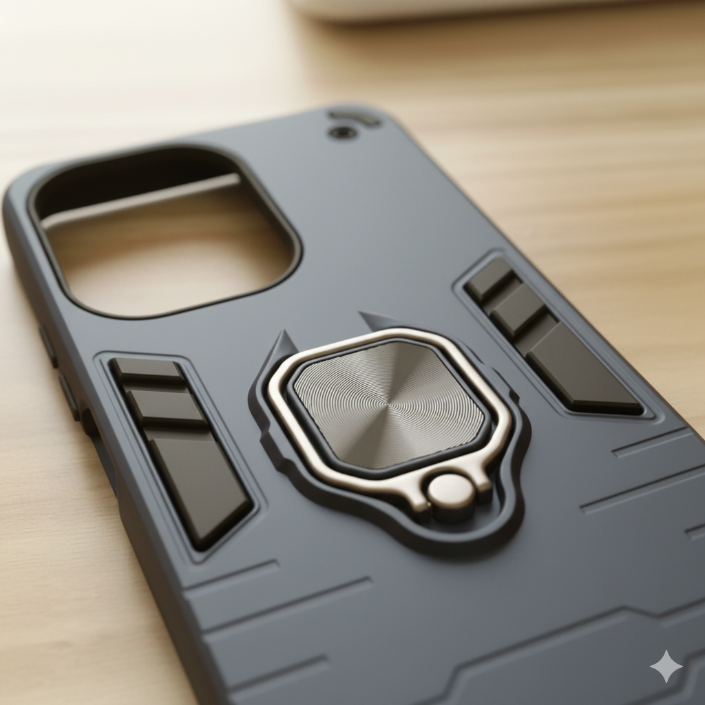 Redmi 13C Rugged Armor Shockproof Case for | Magnetic Ring Stand | Dual Layer Protection Cover