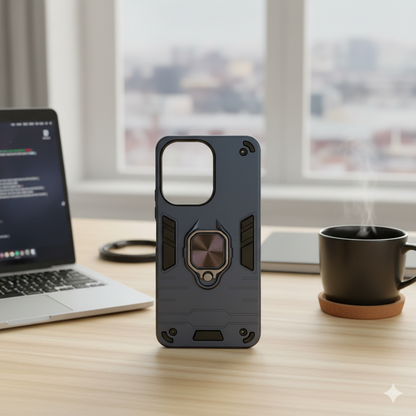 Redmi 13C Rugged Armor Shockproof Case for | Magnetic Ring Stand | Dual Layer Protection Cover