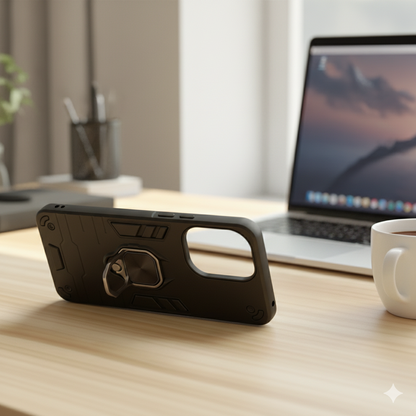 Redmi 13C Rugged Armor Shockproof Case for | Magnetic Ring Stand | Dual Layer Protection Cover