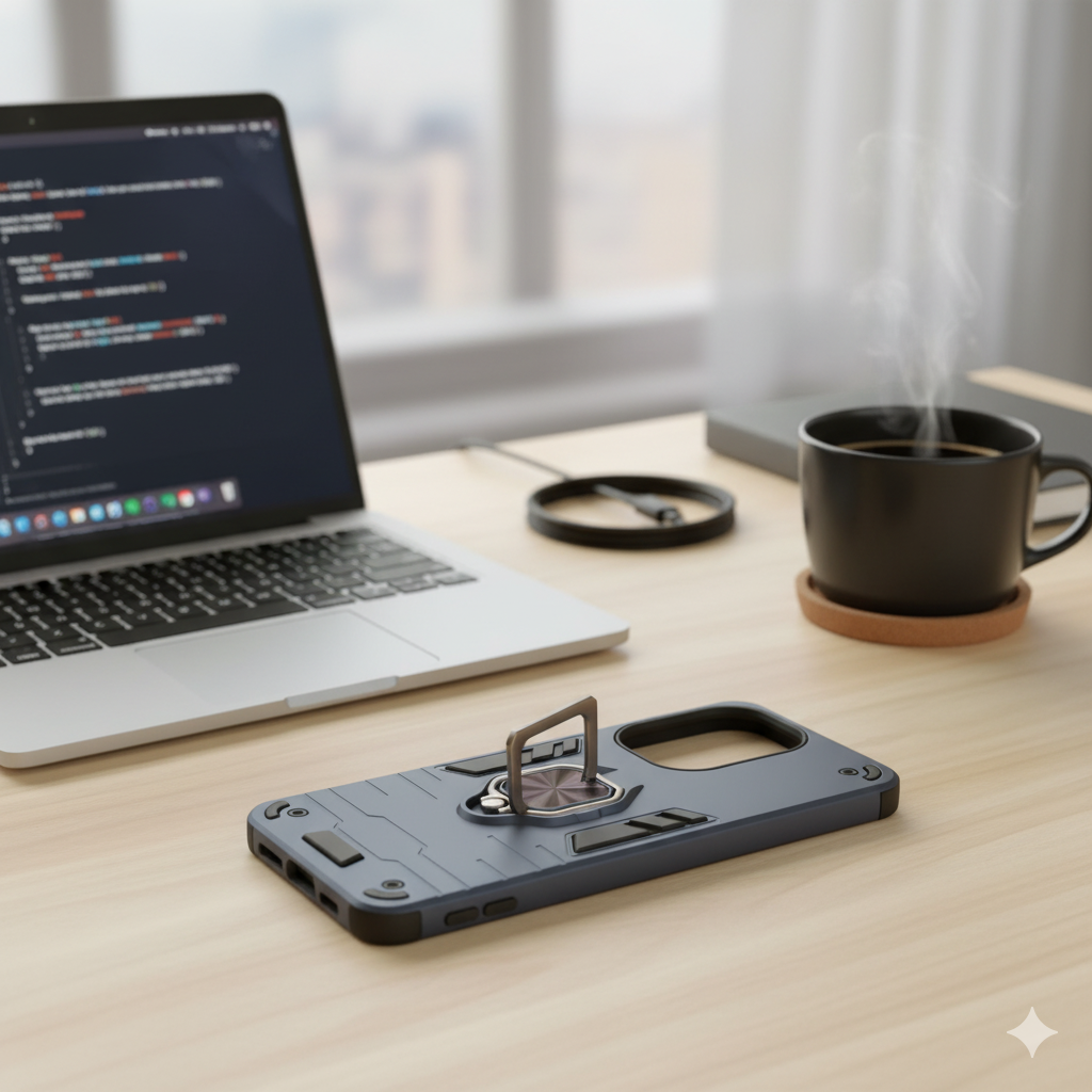 Redmi 13C Rugged Armor Shockproof Case for | Magnetic Ring Stand | Dual Layer Protection Cover