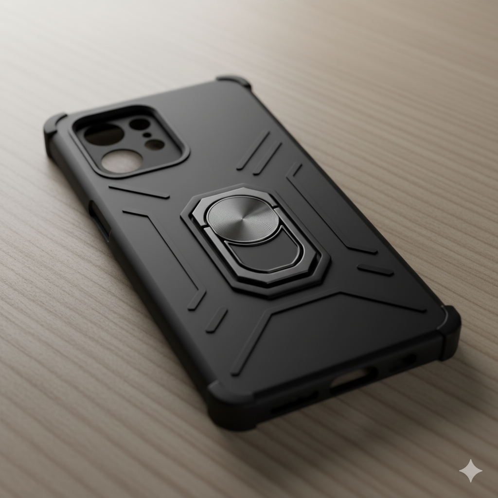 Redmi 13C Rugged Armor Shockproof Case for | Magnetic Ring Stand | Dual Layer Protection Cover