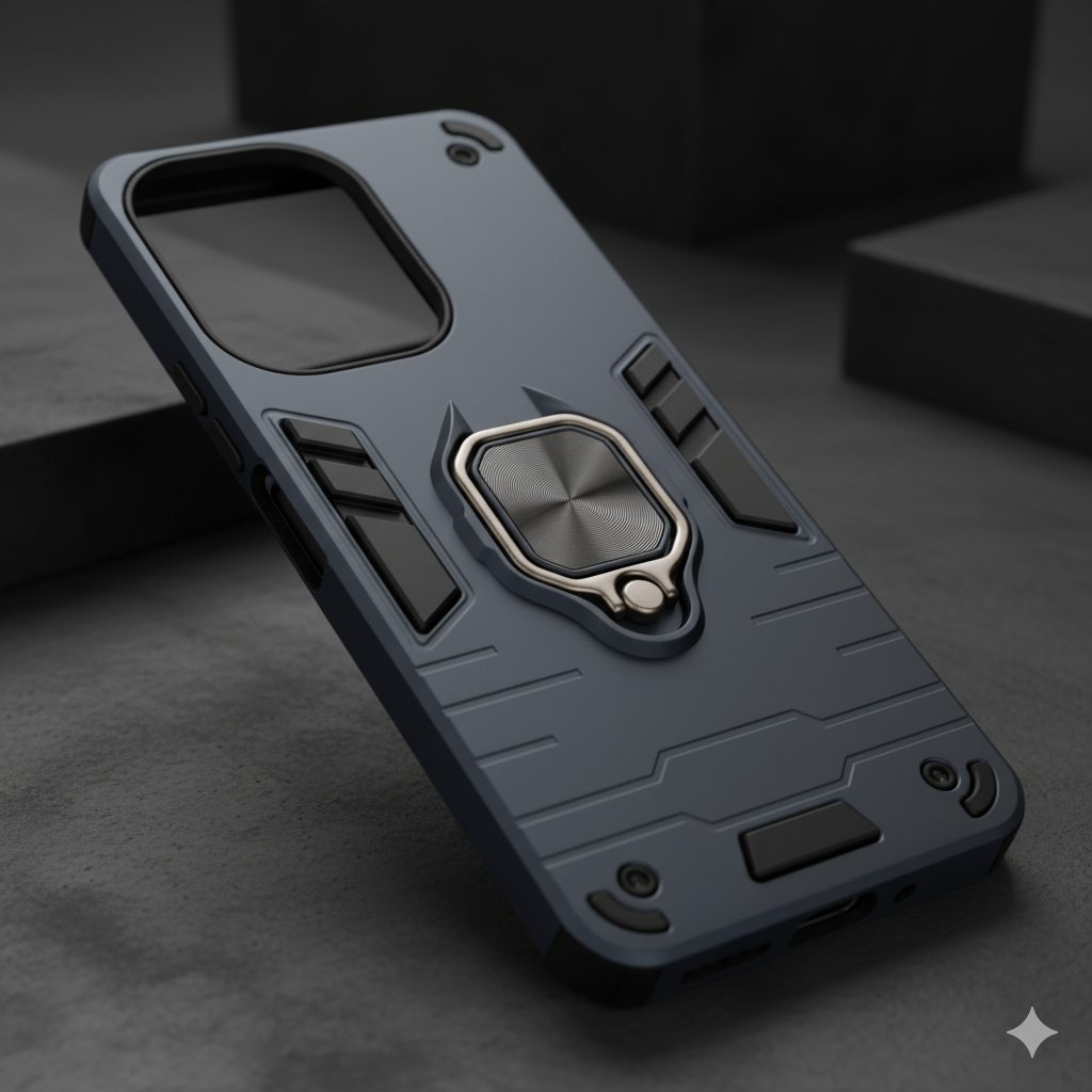 Redmi 13C Rugged Armor Shockproof Case for | Magnetic Ring Stand | Dual Layer Protection Cover