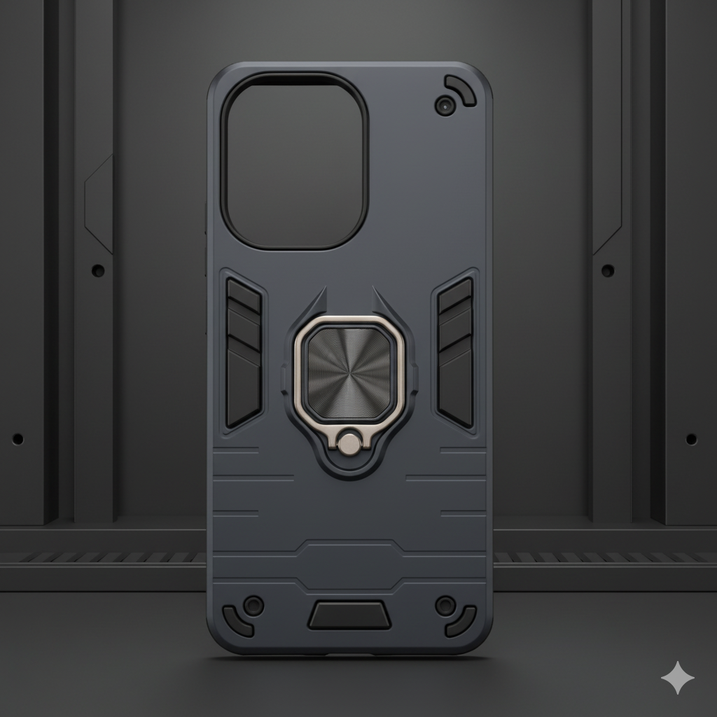 Redmi 13C Rugged Armor Shockproof Case for | Magnetic Ring Stand | Dual Layer Protection Cover