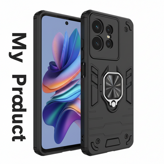 “Premium Shockproof Armor Case for Motorola Edge 50 Pro | Magnetic Ring Stand | Dual-Layer Protection | Matte Black Finish”