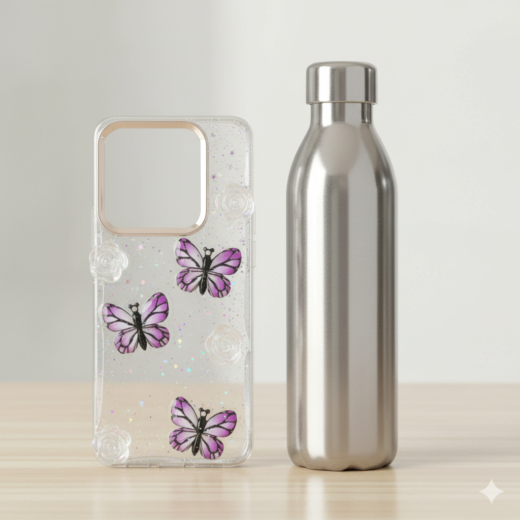 Redmi Note 14   “Elegant 3D Butterfly & Rose Transparent Case for| Glitter Soft TPU Back Cover | Sparkling Stylish Design”