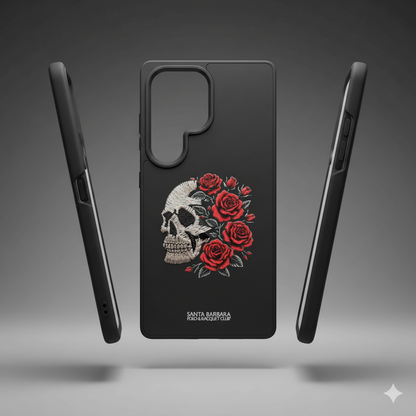 Samsung Galaxy S25 Ultra Premium Skull & Roses Embroidered Case | Shockproof & Stylish Design