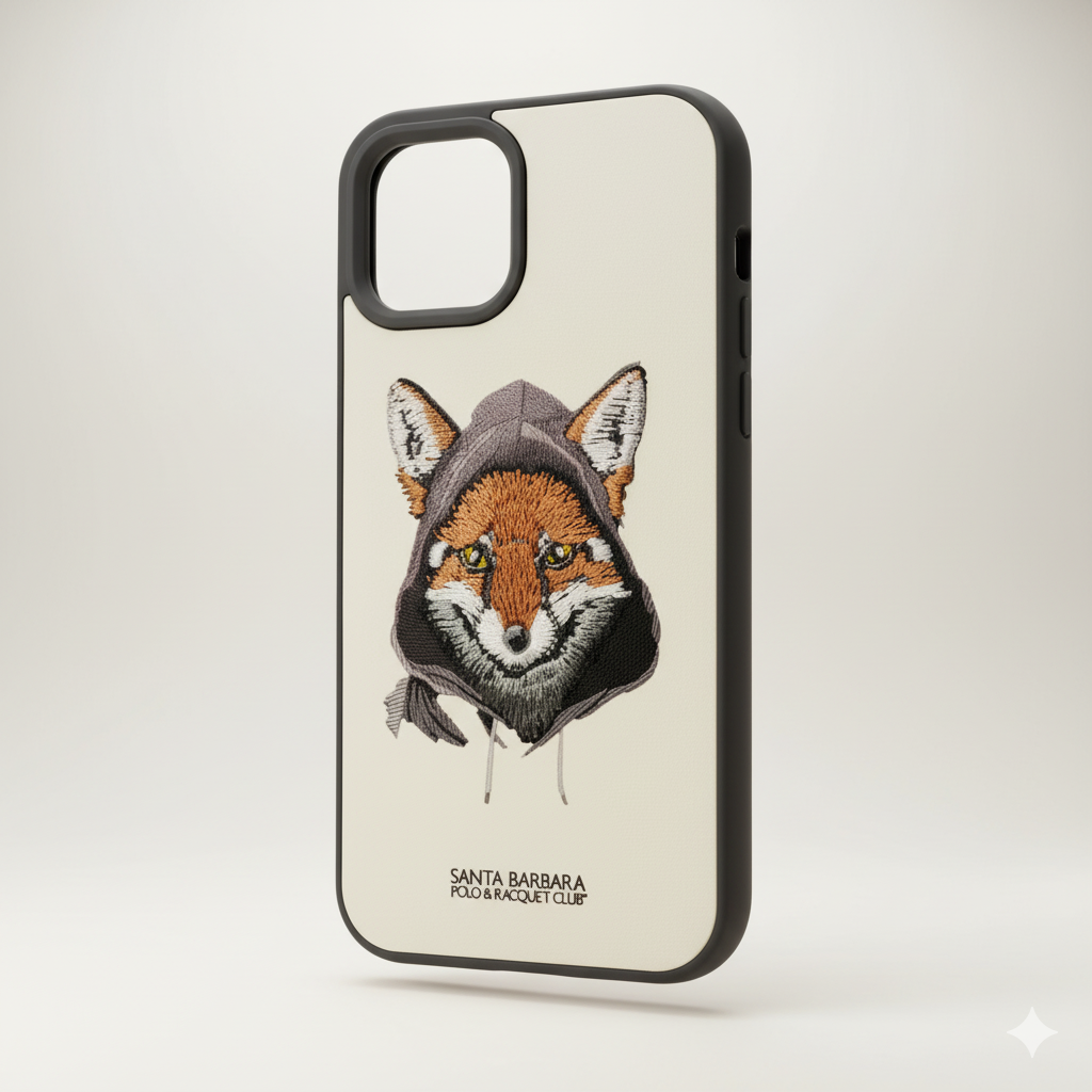 iPhone 12 Pro Luxury Silicone Case with 3D Fox Embroidery | Elegant & Durable