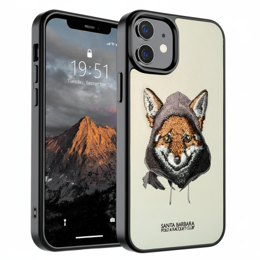iPhone 12 Pro Luxury Silicone Case with 3D Fox Embroidery | Elegant & Durable
