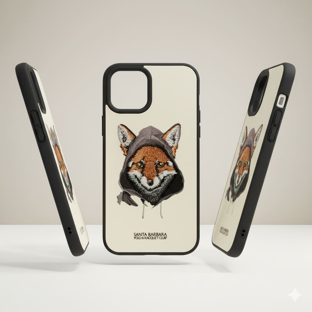 iPhone 12 Pro Luxury Silicone Case with 3D Fox Embroidery | Elegant & Durable