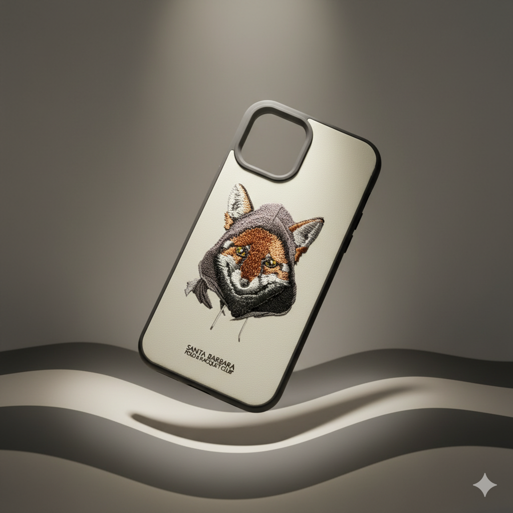 iPhone 12 Pro Luxury Silicone Case with 3D Fox Embroidery | Elegant & Durable