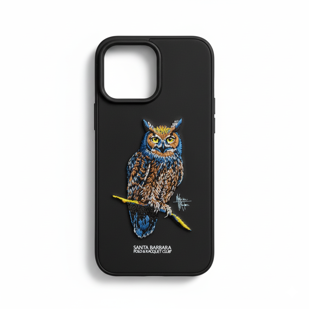 iPhone 16 Pro Max Luxury Embroidered Owl Case | Premium Protective Edition