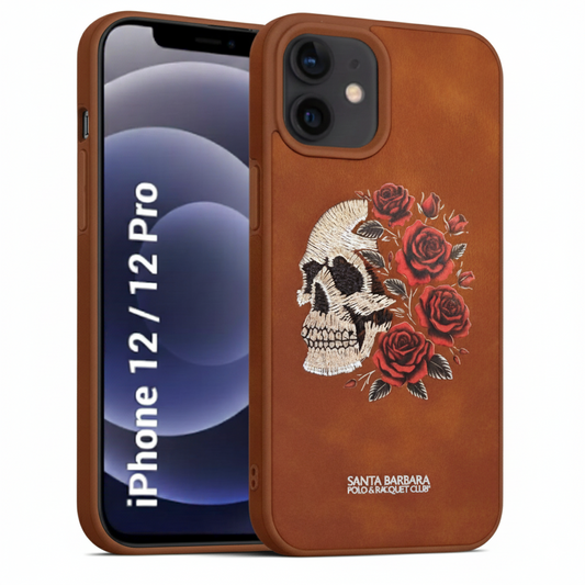 iPhone 12 Pro Luxury Case with 3D Skull & Roses Embroidery | Elegant & Durable