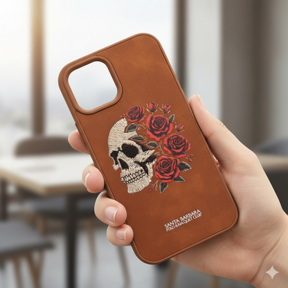 iPhone 12 Pro Luxury Case with 3D Skull & Roses Embroidery | Elegant & Durable