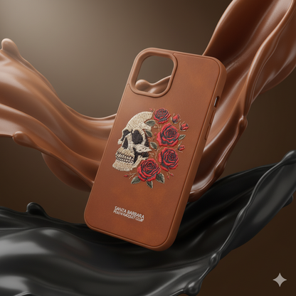 iPhone 12 Pro Luxury Case with 3D Skull & Roses Embroidery | Elegant & Durable