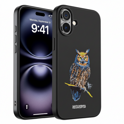 iPhone 16 Plus Designer Owl Case | Premium Soft Silicone Embroidery Cover