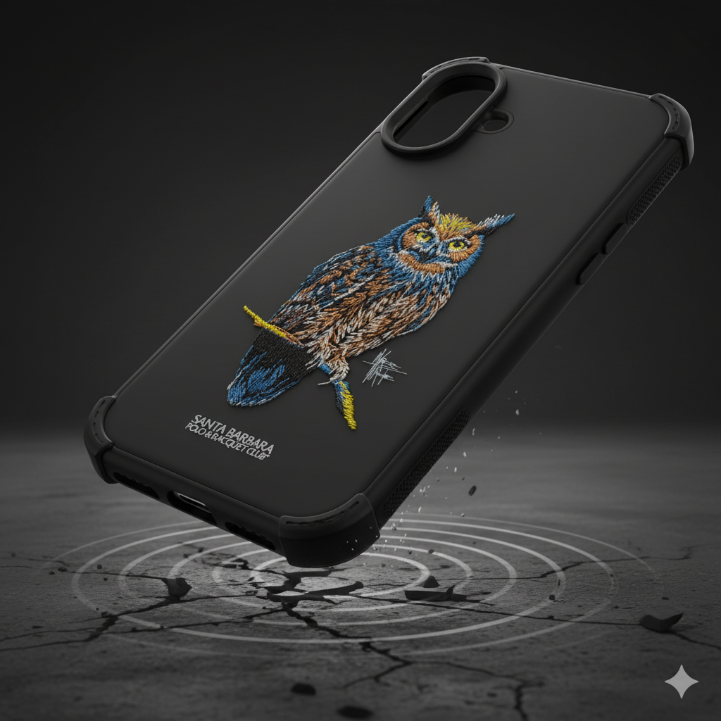 iPhone 16 Plus Designer Owl Case | Premium Soft Silicone Embroidery Cover