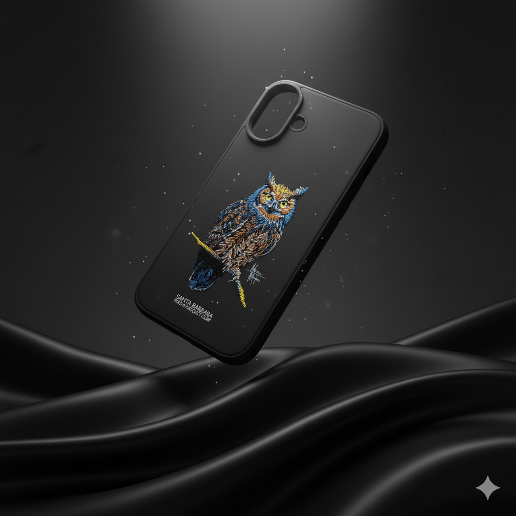 iPhone 16 Plus Designer Owl Case | Premium Soft Silicone Embroidery Cover