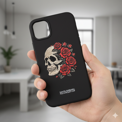 iPhone 11 Premium Silicone Case with 3D Skull & Roses Embroidery  5.