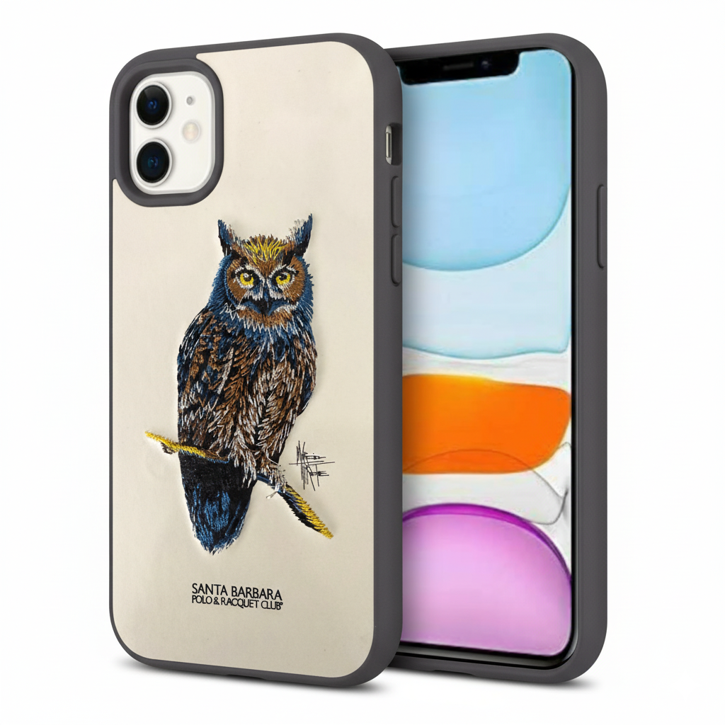 iPhone 11 Luxury Owl Case | 3D Embroidered Silicone Cover