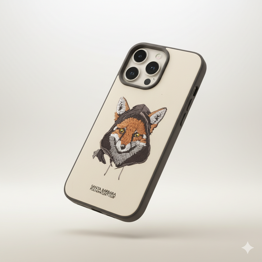 iPhone 15 Pro Max Luxury Silicone Case with 3D Fox Embroidery