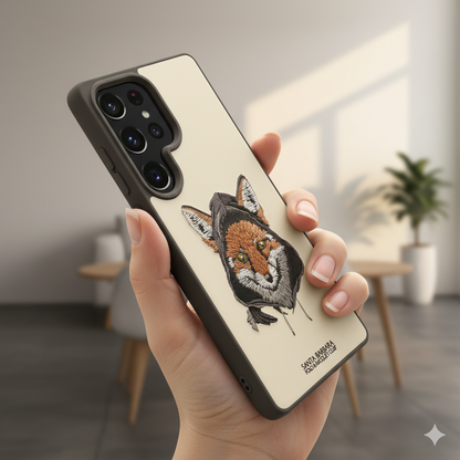 Samsung Galaxy S25 Ultra Luxury Case with 3D Fox Embroidery | Elegant & Durable