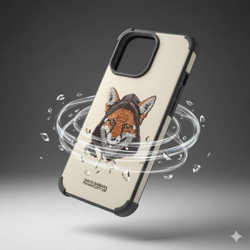 iPhone 15 Pro Max Luxury Silicone Case with 3D Fox Embroidery