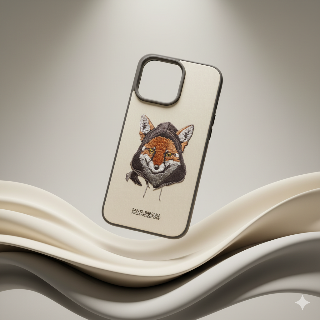 iPhone 15 Pro Max Luxury Silicone Case with 3D Fox Embroidery
