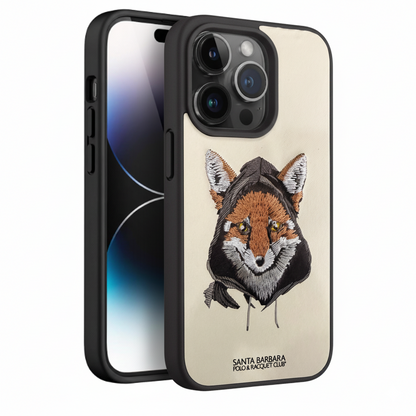 iPhone 14 Pro Luxury Silicone Case with Fox Embroidery | Shockproof & Stylish