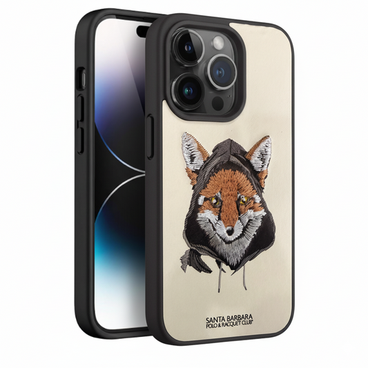 iPhone 14 Pro Luxury Silicone Case with Fox Embroidery | Shockproof & Stylish