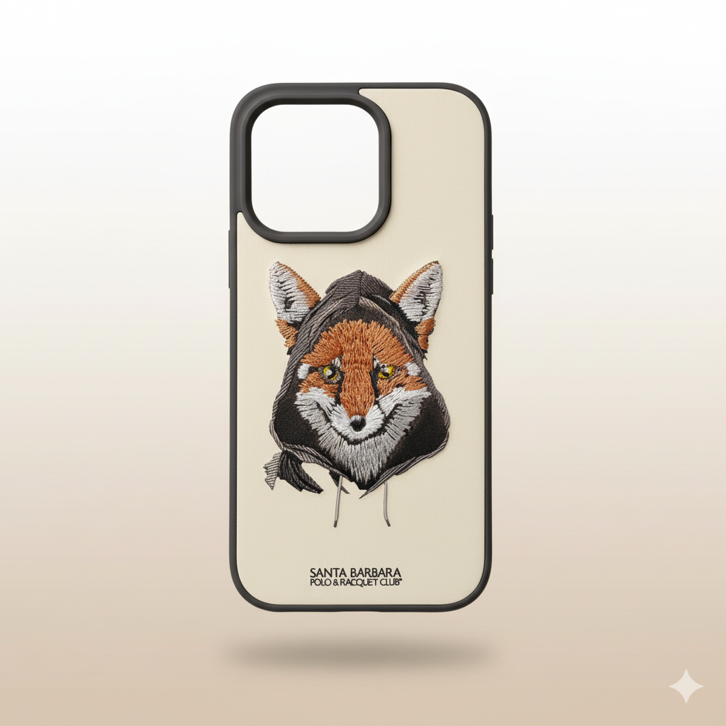 iPhone 14 Pro Luxury Silicone Case with Fox Embroidery | Shockproof & Stylish