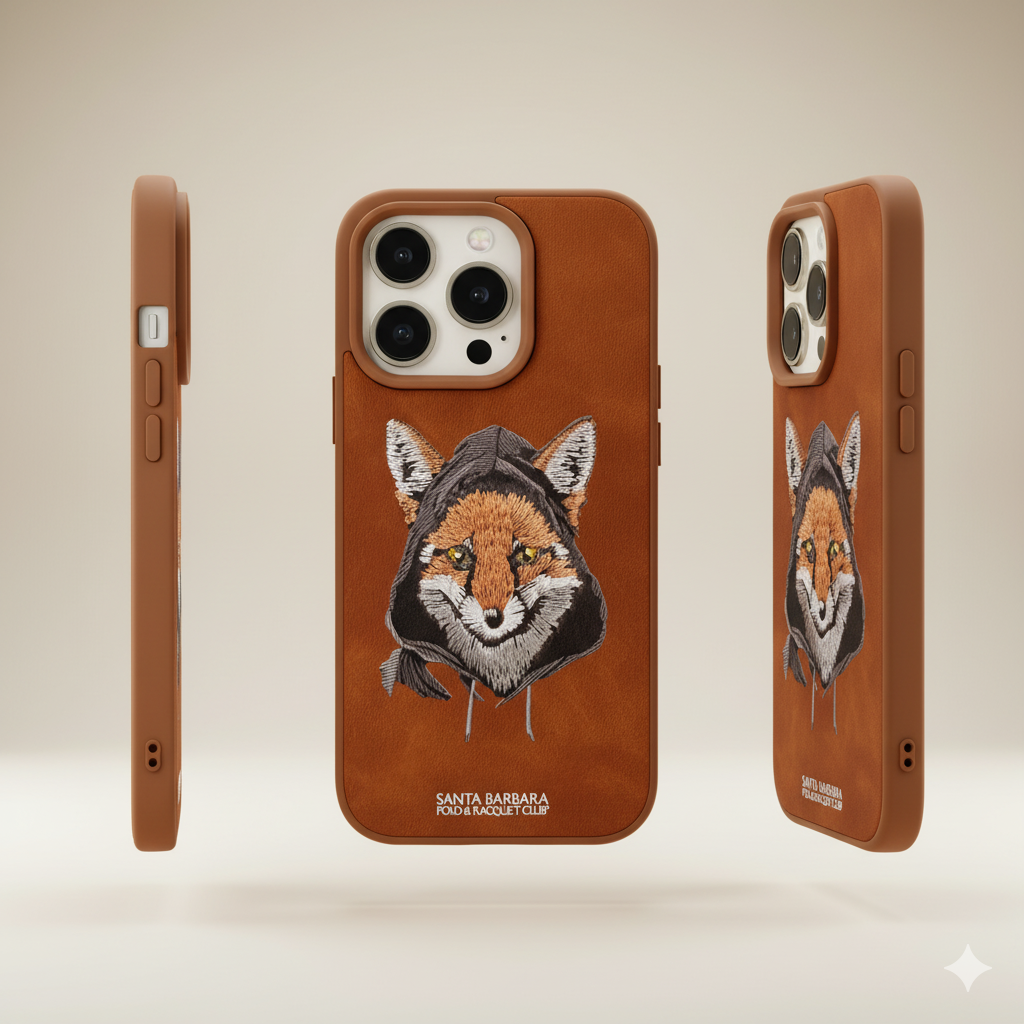 iPhone 14 Pro Premium Embroidered Fox Silicone Case | Luxury Protective Edition
