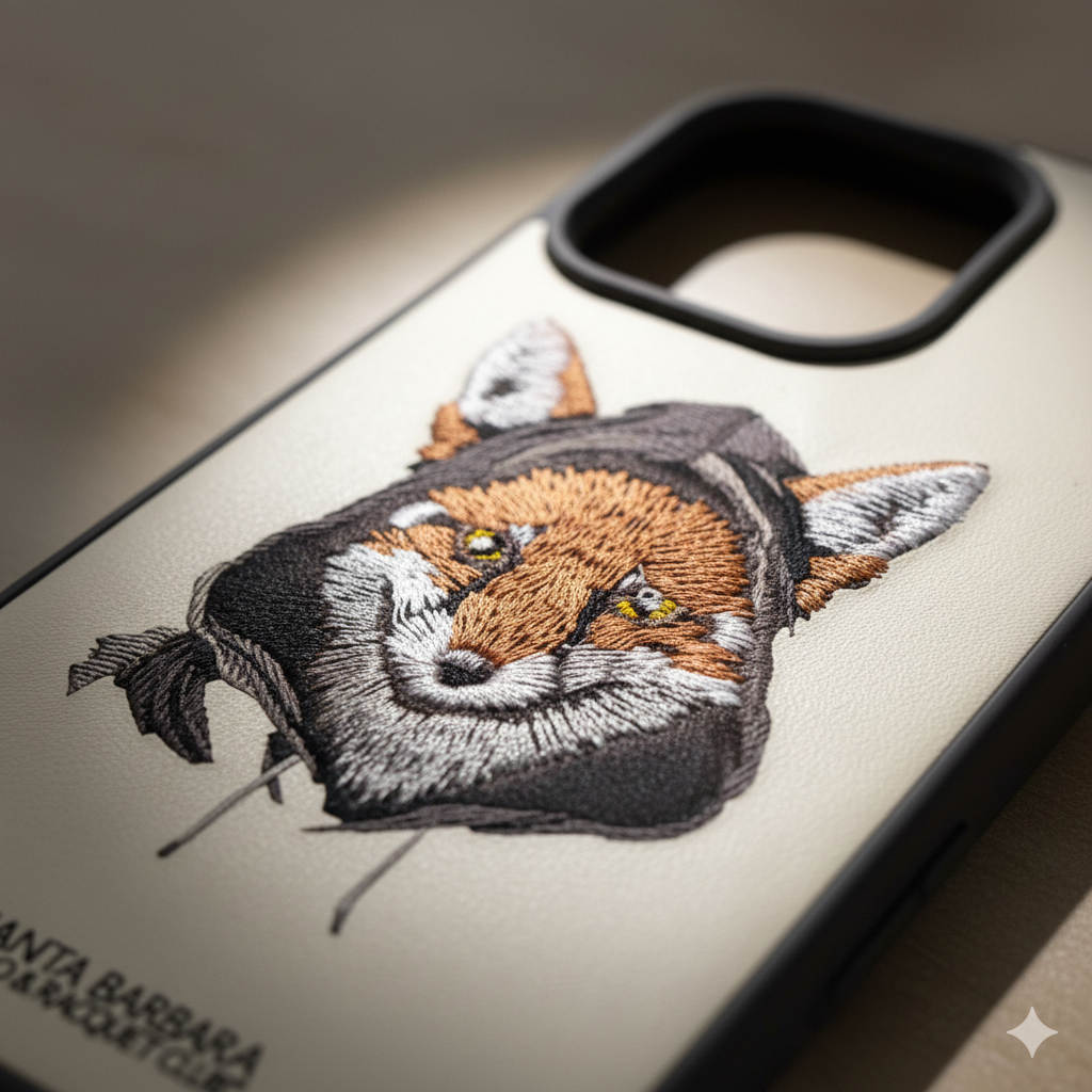 iPhone 14 Pro Luxury Silicone Case with Fox Embroidery | Shockproof & Stylish