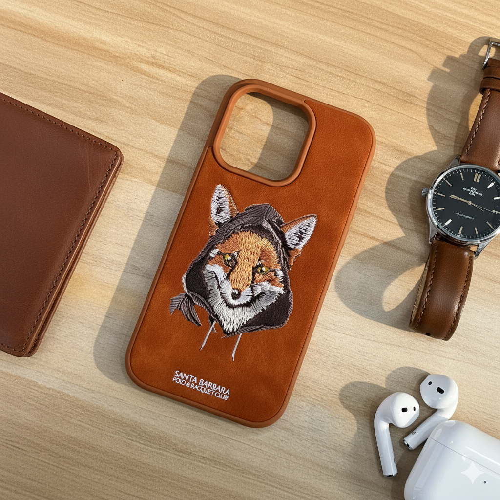 iPhone 14 Pro Premium Embroidered Fox Silicone Case | Luxury Protective Edition