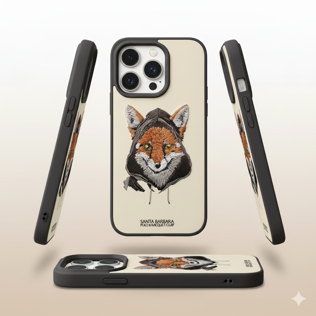 iPhone 14 Pro Luxury Silicone Case with Fox Embroidery | Shockproof & Stylish
