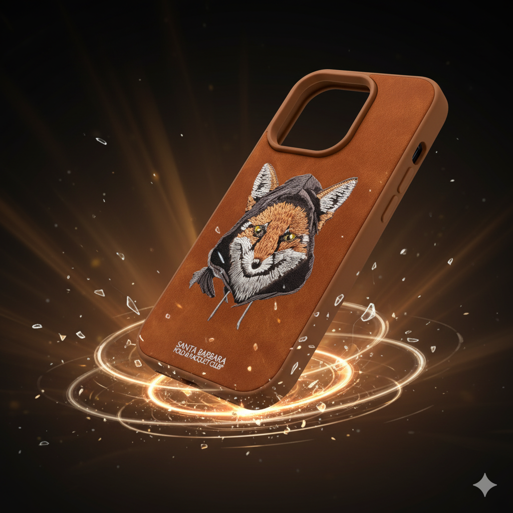 iPhone 14 Pro Premium Embroidered Fox Silicone Case | Luxury Protective Edition