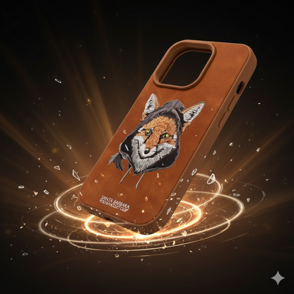 iPhone 14 Pro Premium Embroidered Fox Silicone Case | Luxury Protective Edition