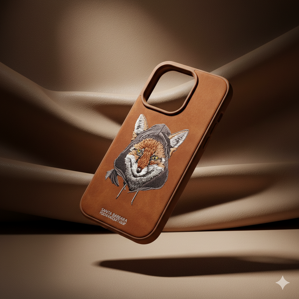 iPhone 14 Pro Premium Embroidered Fox Silicone Case | Luxury Protective Edition