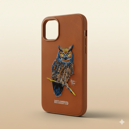 iPhone 11 Luxury Owl Embroidery Case | Brown Silicone Protective Cover
